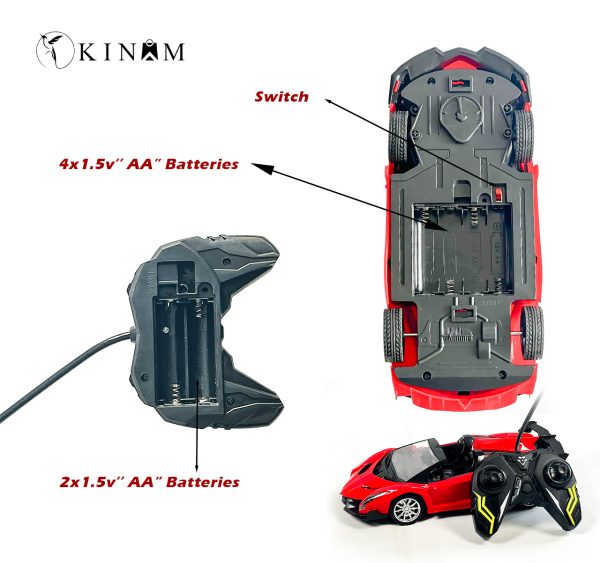 Back view of Baby Toy Car with 3 AA batteries