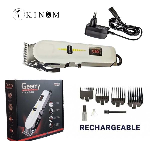 Geemy GM-6008 hair clipper front view stainless steel blade