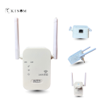 AC1200 Wi-Fi range extender showing front, back, side, and bottom views in one frame.