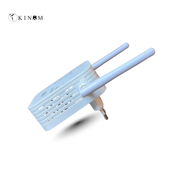 AC1200 Wi-Fi range extender side view showing slim profile and ventilation slots.